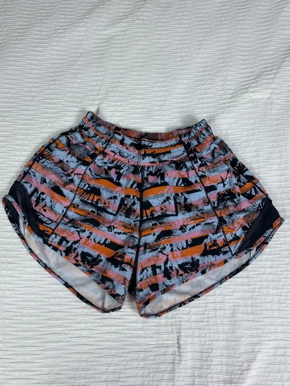 lululemon athletica Striped Athletic Shorts in Pink, Orange & Black